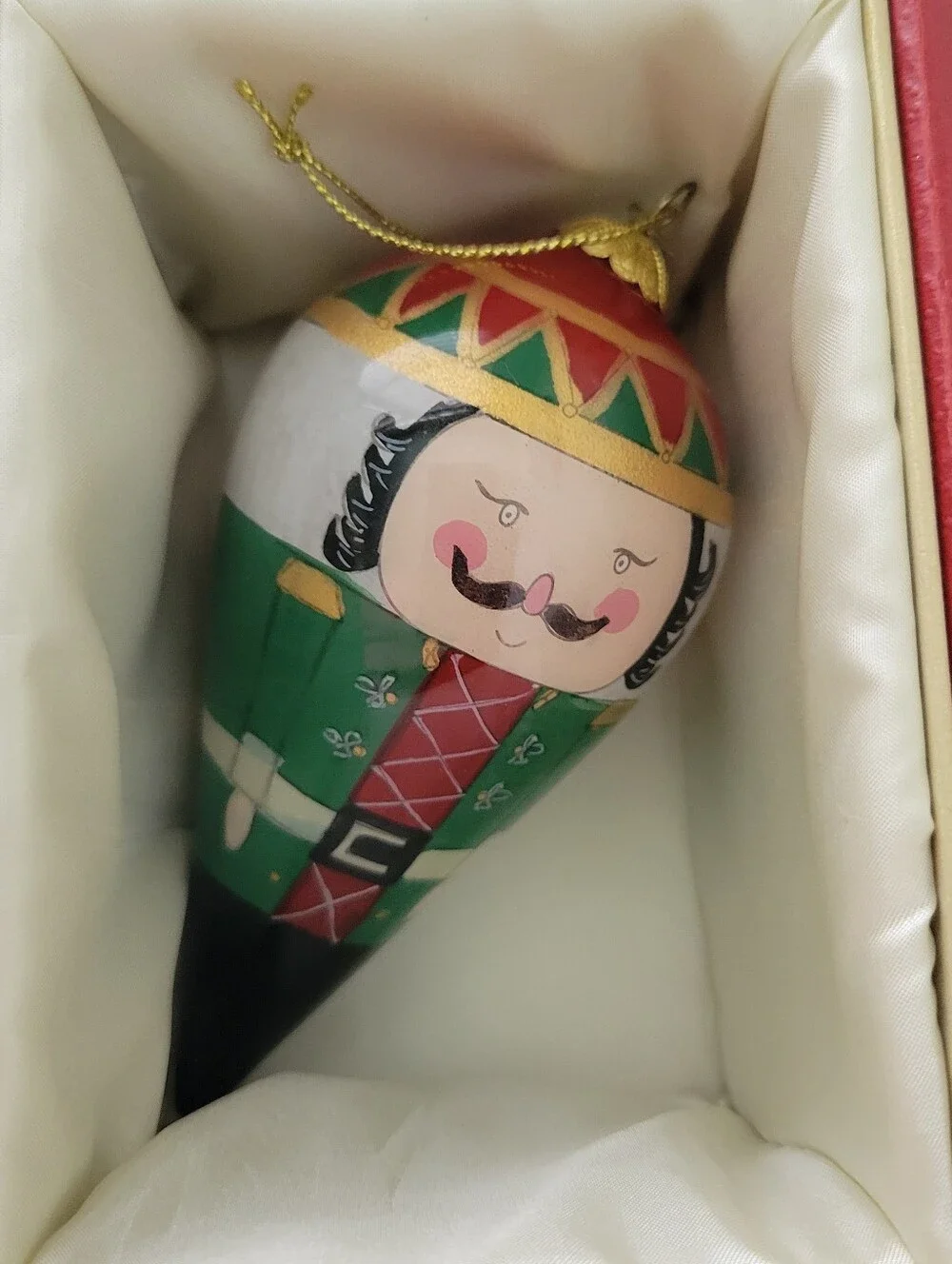 Pier 1 Imports Nutcracker Hand Painted Glass Christmas Hanging Ornament